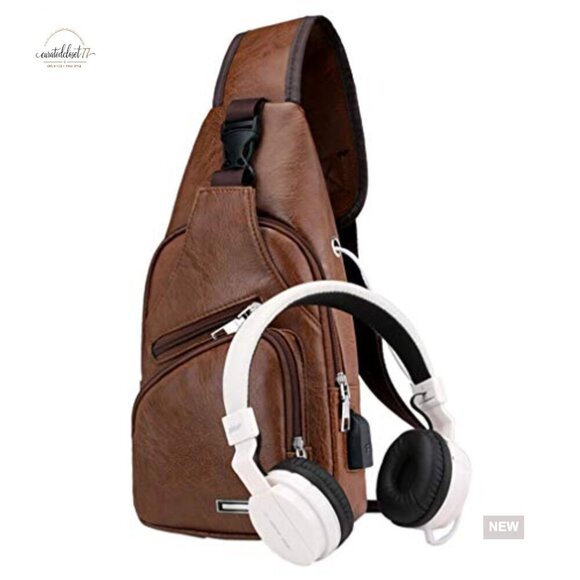 Leather Sling Bag Crossbody Backpack Travel Outdoor Camping Daypack main image 7